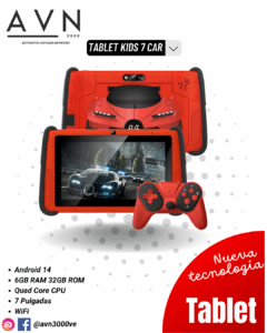🚀👨👩👧👦Tablet Android Kids Car 7" AVN3000: Forro Resistente, Batería 6000mAh + Controles🎮 🔋 tablet 7 kids car android 15 6gb ram 32gb rom wifi + controles
