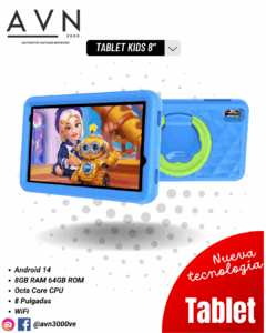 📚🎮Tablet Android Estudio/Juego Kids 8": 8GB RAM, OctaCore, 12 Meses 🚀 tablet 8 kids android 15 8gb ram 64gb wifi accesorios